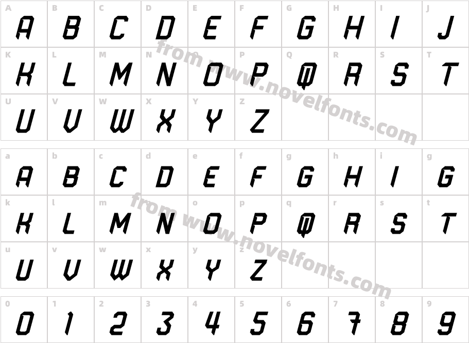 Alodraca ItalicCharacter Map