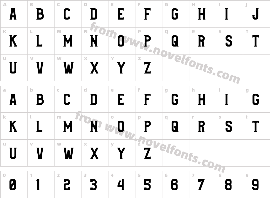 Alvand Bold CleanCharacter Map