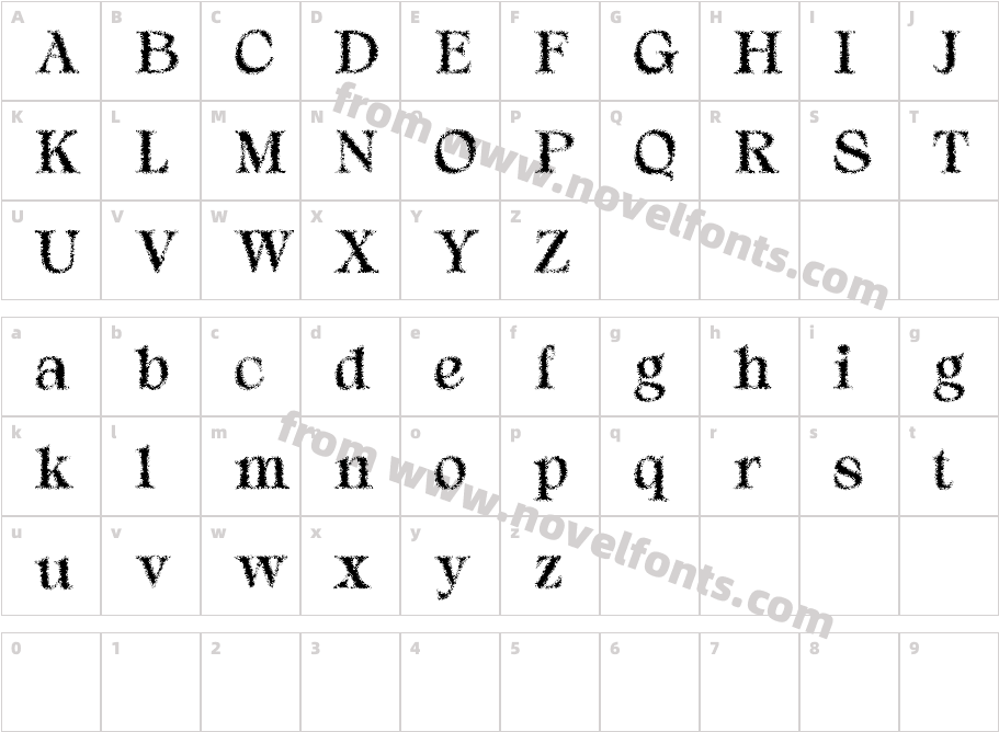 Alvinus Unfocus Demo RegularCharacter Map