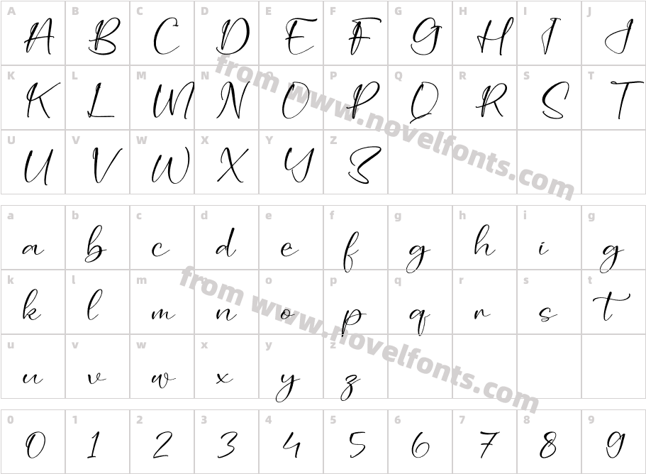 Alysha Mounty ItalicCharacter Map