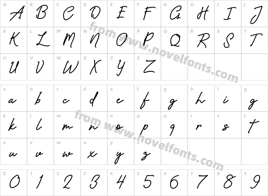 Amanda Signature RegularCharacter Map