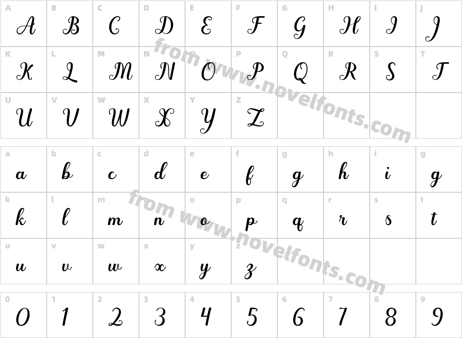 Amdeira Script RegularCharacter Map