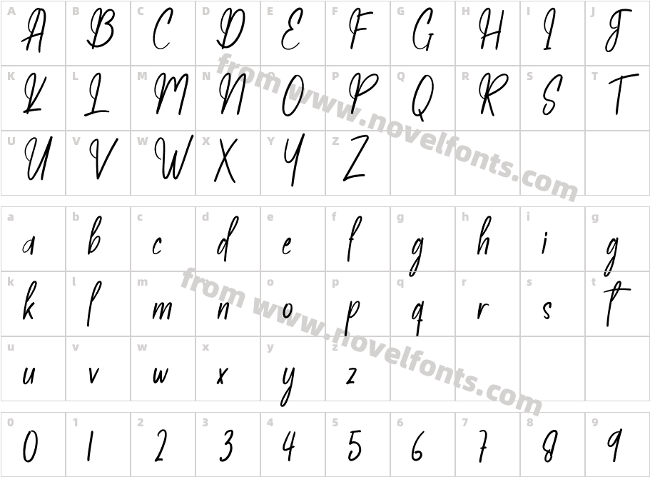 Amelanita Signature RegularCharacter Map