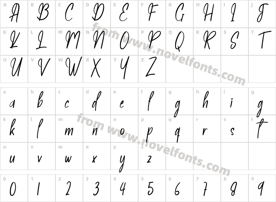 Amelanita Signature RegularCharacter Map