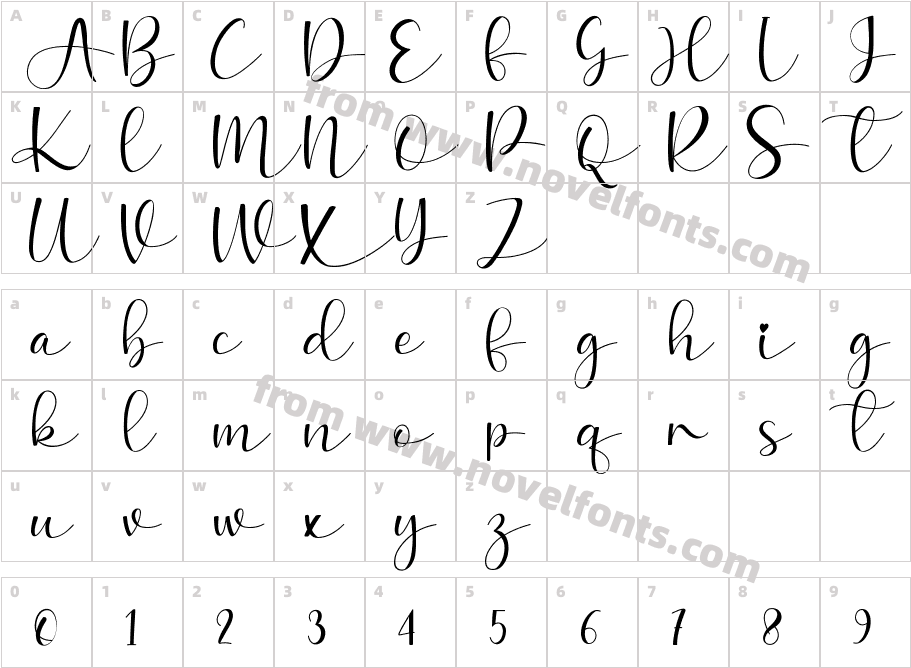 Amellia Bellania RegularCharacter Map