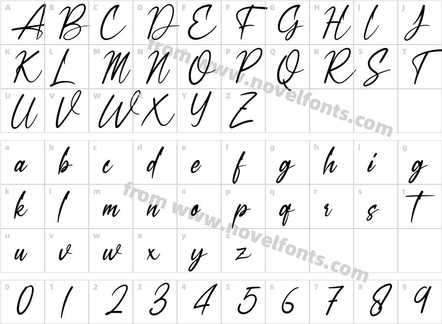 Amellia Benitta RegularCharacter Map