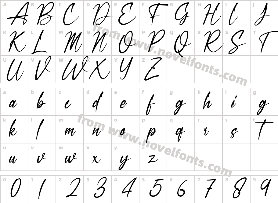 Amellia Benitta RegularCharacter Map