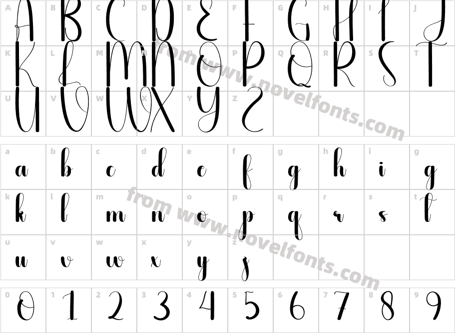 Amellia RegularCharacter Map