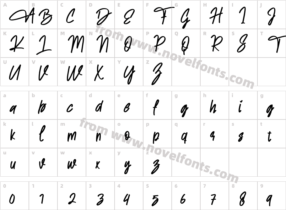 Amettarilla RegularCharacter Map