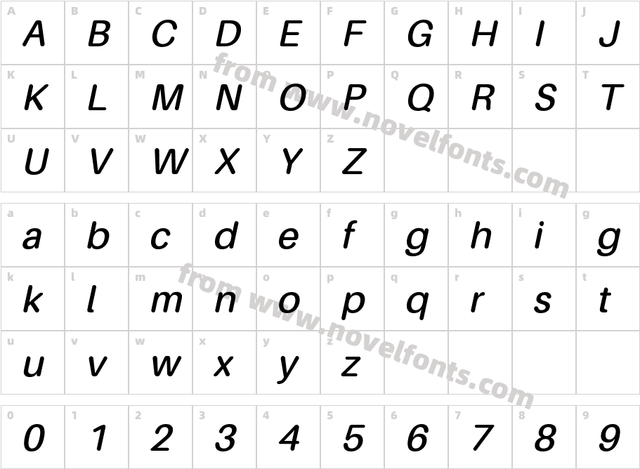 Amiamie Italic RoundCharacter Map