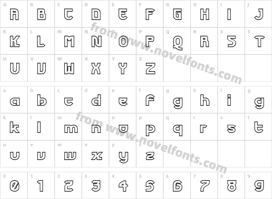 Futurex Phat OutlineCharacter Map