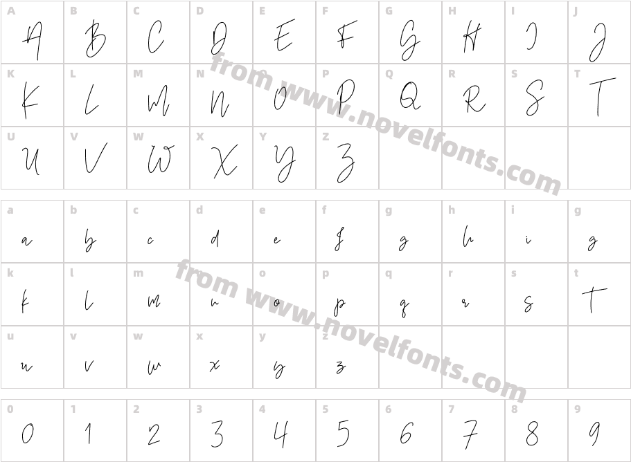 Amsterdam Script RegularCharacter Map