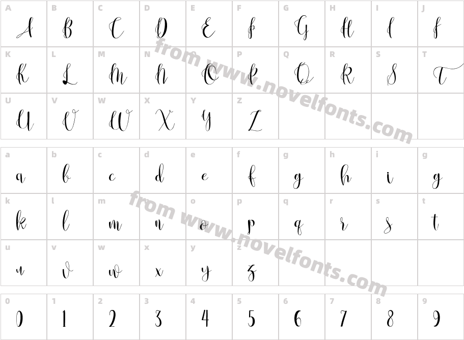 Anastasia script (demo)Character Map