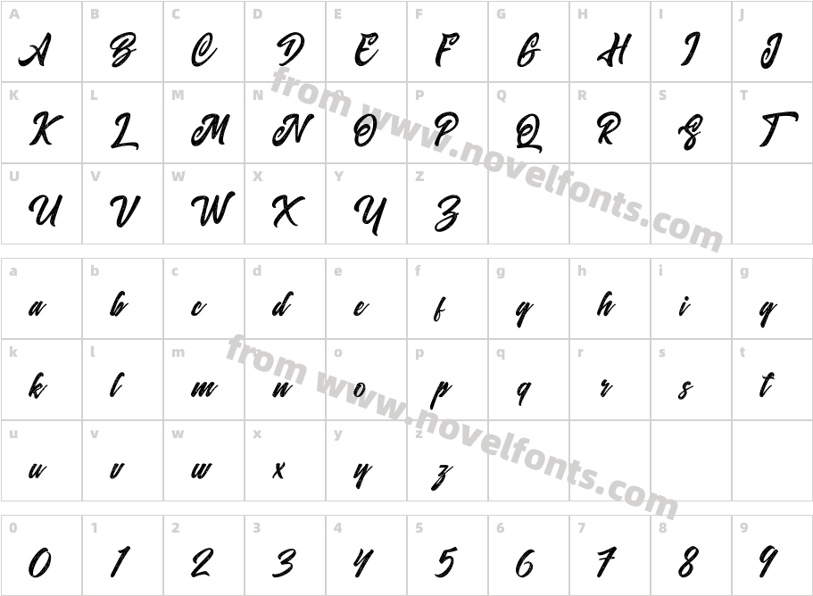 Andamar Rough RegularCharacter Map