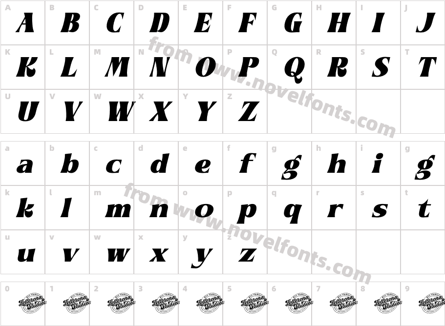 Andera Ninefold DEMO VERSION ItalicCharacter Map