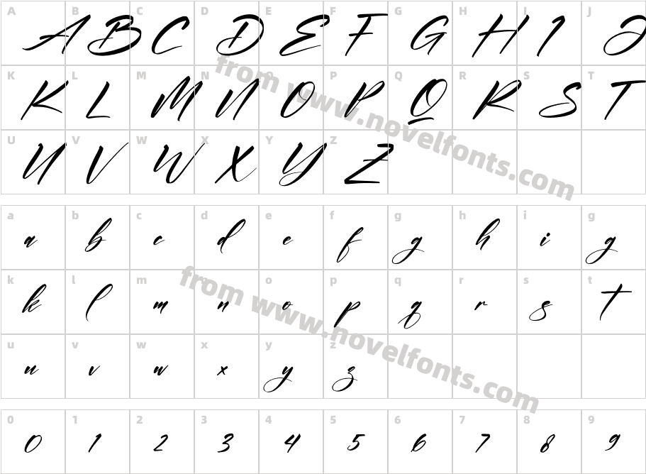 Andilanteria Signature ItalicCharacter Map