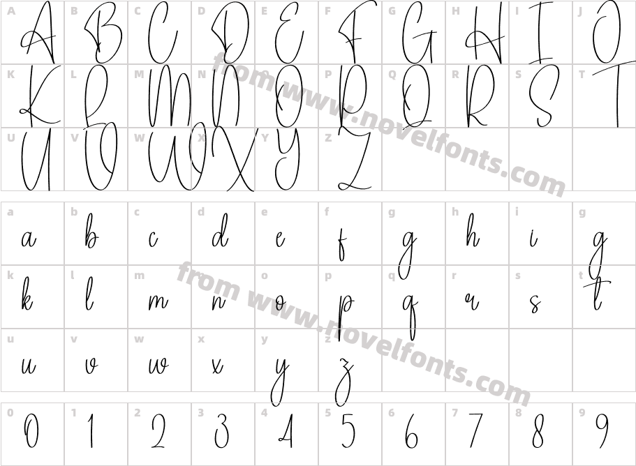 Angelina Signature RegularCharacter Map