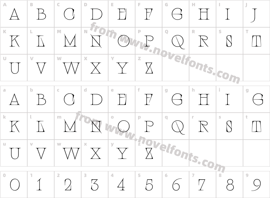 Angst Thin SerifCharacter Map