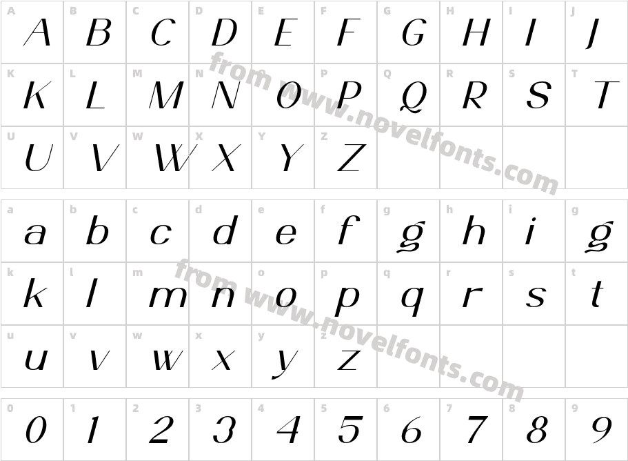 Ante Cf Extra Light ItalicCharacter Map