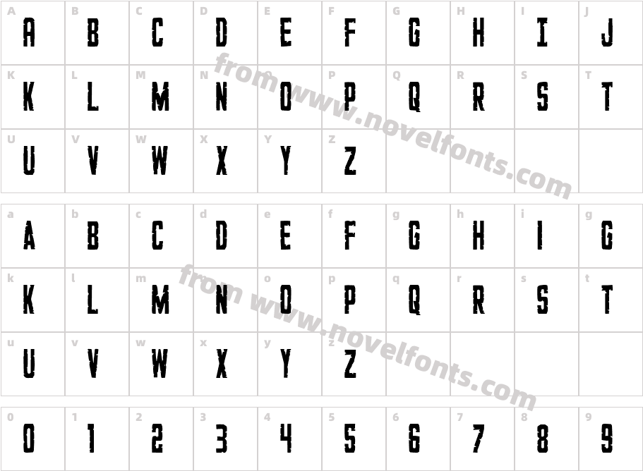 G.I. Incognito CondensedCharacter Map