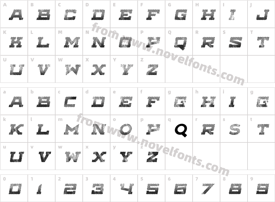 Antler North Italic PrintedCharacter Map