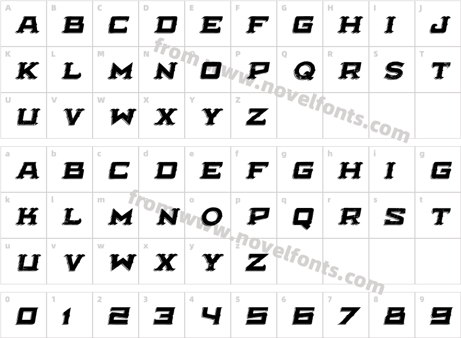 Antler South Italic PunchedCharacter Map