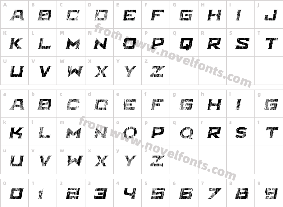 Antler West Italic WoodCharacter Map