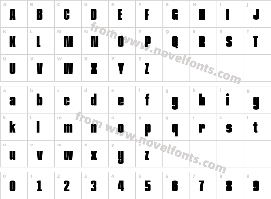 Anybody Condensed BlackCharacter Map