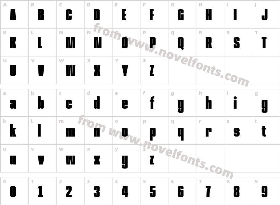 Anybody Condensed BlackCharacter Map