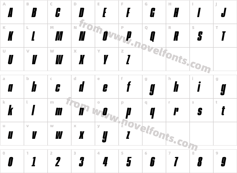 Anybody Condensed Bold ItalicCharacter Map