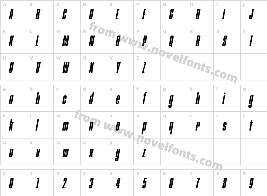 Anybody Condensed Medium ItalicCharacter Map