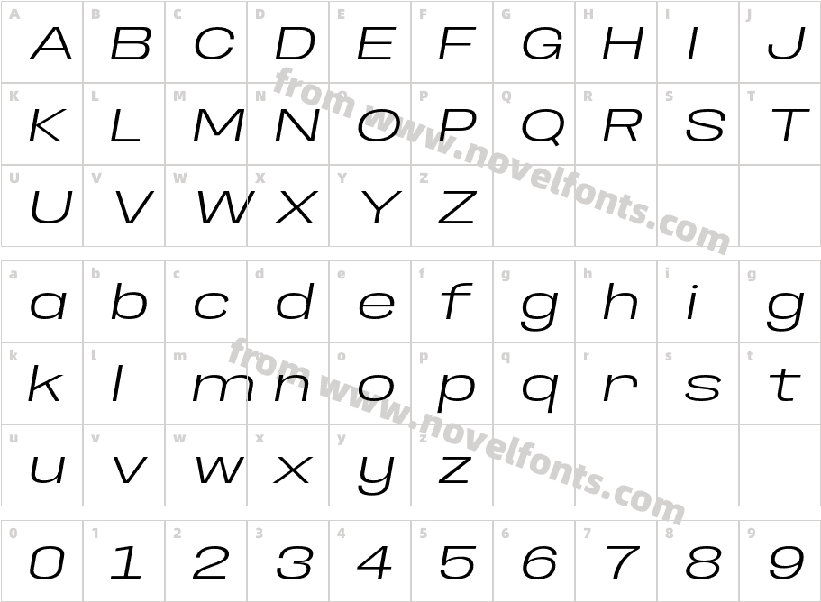 Anybody Extended Light ItalicCharacter Map