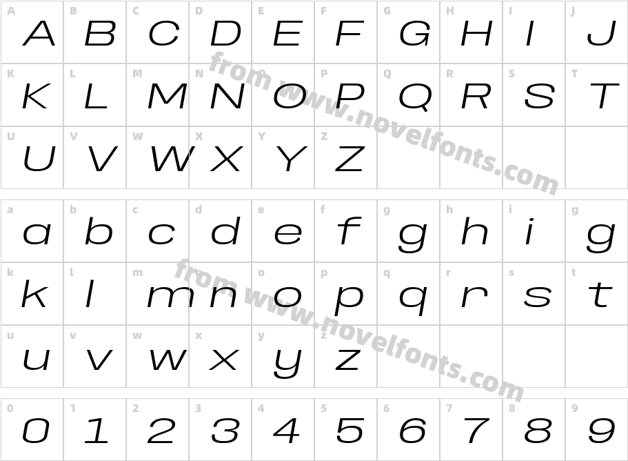 Anybody Extended Light ItalicCharacter Map