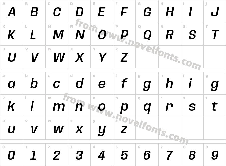 Anybody Medium ItalicCharacter Map