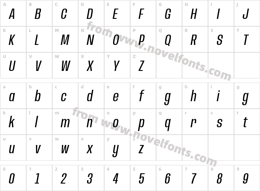 Anybody Narrow ItalicCharacter Map