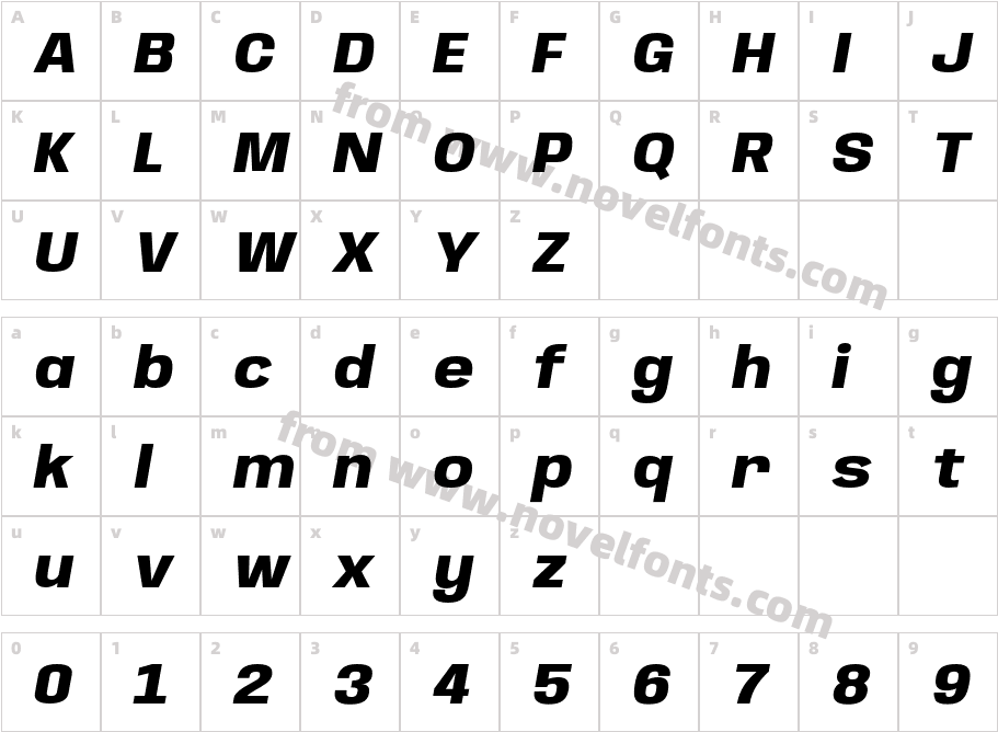 Anybody Ultra Bold ItalicCharacter Map