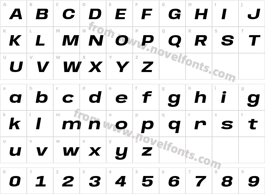 Anybody Wide Bold ItalicCharacter Map