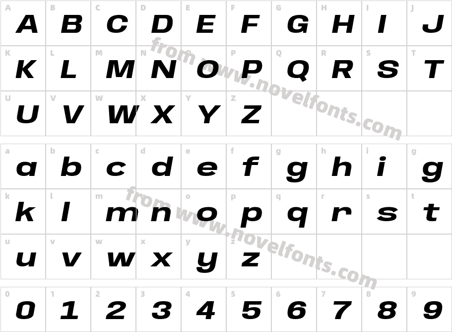 Anybody Wide Bold ItalicCharacter Map