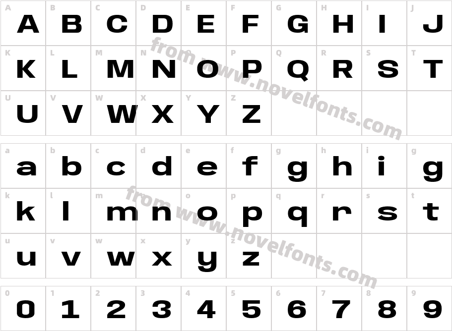 Anybody Wide BoldCharacter Map