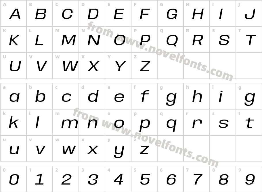 Anybody Wide ItalicCharacter Map