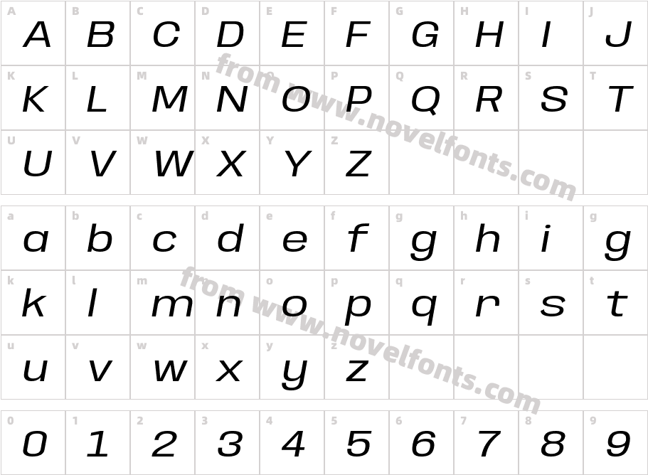 Anybody Wide ItalicCharacter Map