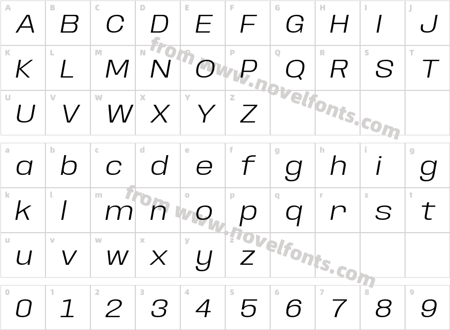 Anybody Wide Light ItalicCharacter Map