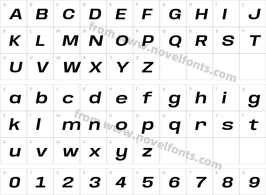 Anybody Wide Semibold ItalicCharacter Map