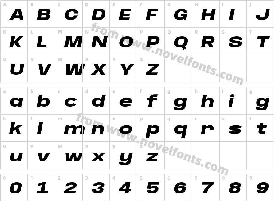 Anybody Wide Ultra Bold ItalicCharacter Map