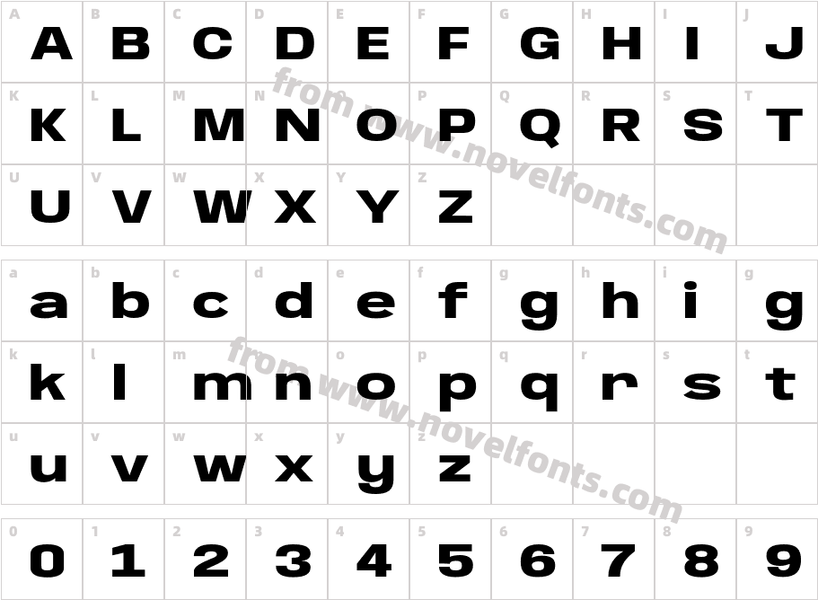 Anybody Wide Ultra BoldCharacter Map