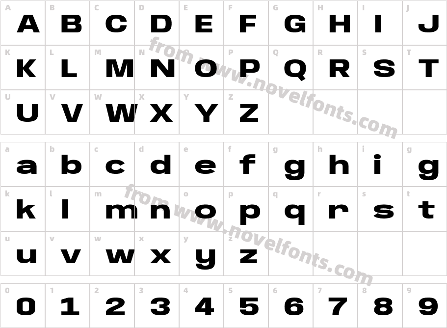 Anybody Wide Ultra BoldCharacter Map