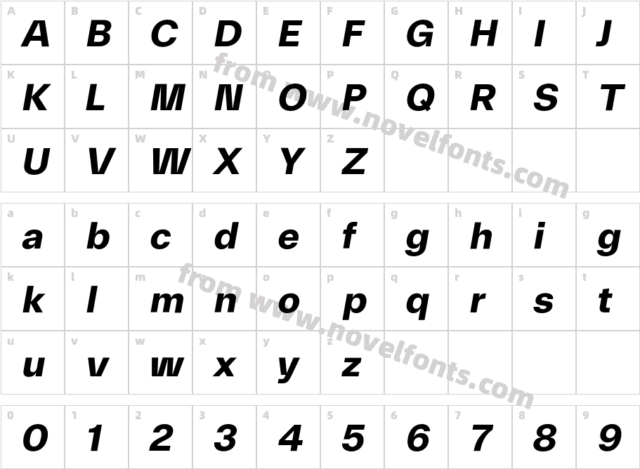 Arbeit Pro Contrast Trial Bold ItalicCharacter Map