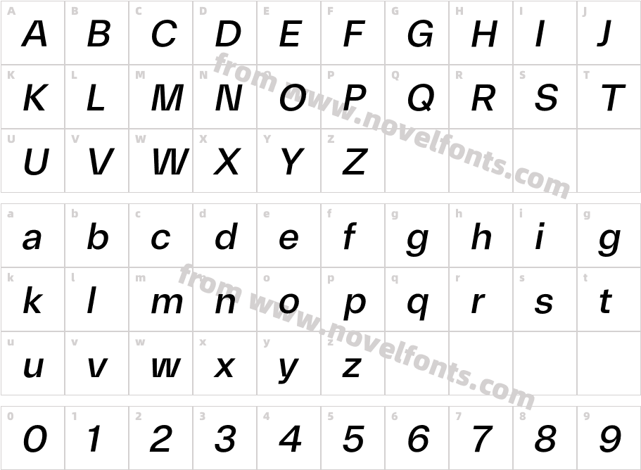 Arbeit Pro Contrast Trial Medium ItalicCharacter Map