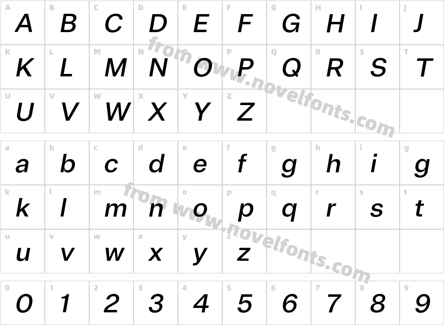 Arbeit Pro Trial Medium ItalicCharacter Map