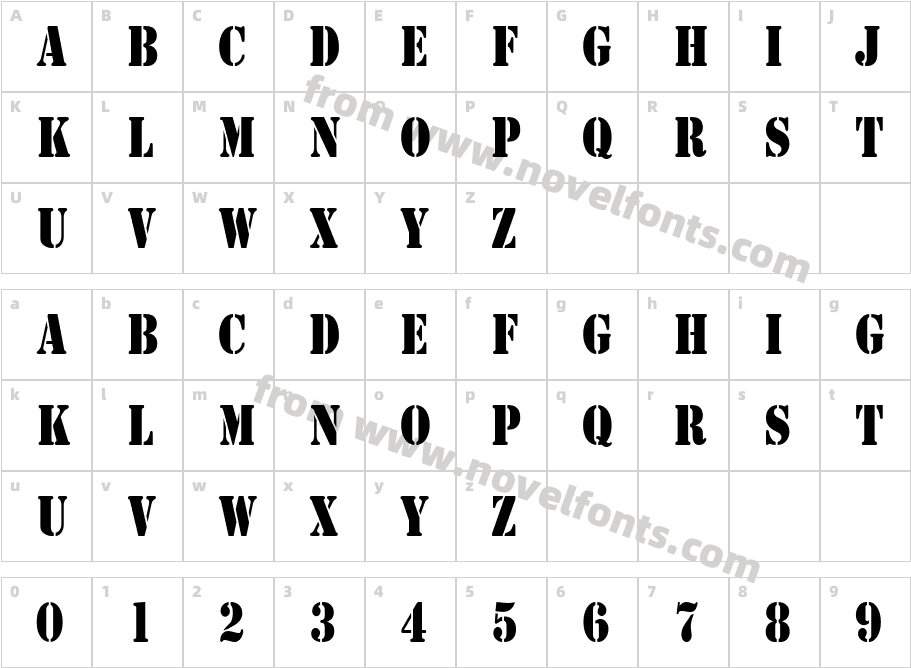 GI Stencil-CondensedCharacter Map